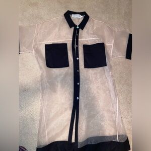 Stylish Sheer Black and Cream Shirt